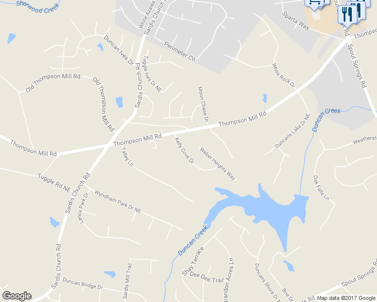 map of restaurants, bars, coffee shops, grocery stores, and more near 2759 Kelly Cove Drive in Buford