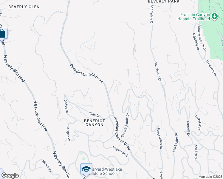 map of restaurants, bars, coffee shops, grocery stores, and more near 1430 Benedict Canyon Drive in Beverly Hills