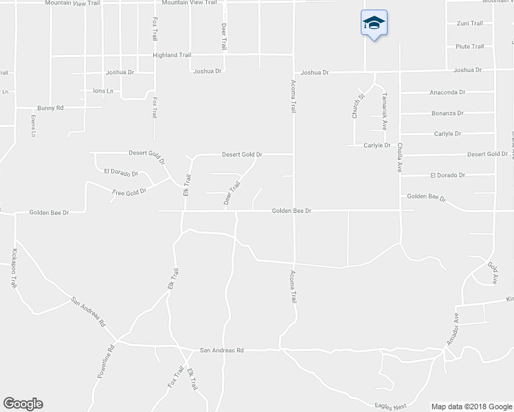 map of restaurants, bars, coffee shops, grocery stores, and more near 55994 Golden Bee Drive in Yucca Valley