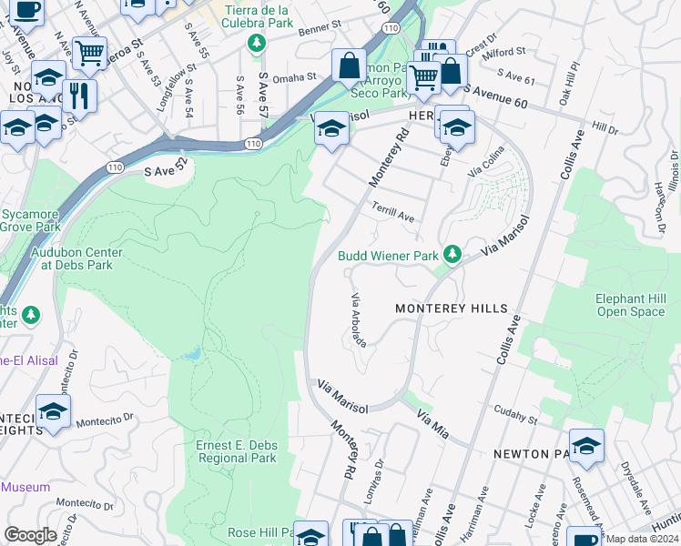 map of restaurants, bars, coffee shops, grocery stores, and more near 4271 Vía Arbolada in Los Angeles