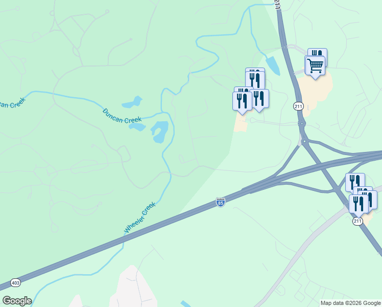 map of restaurants, bars, coffee shops, grocery stores, and more near 1105 Ascot Way in Braselton