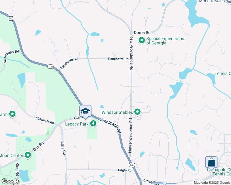 map of restaurants, bars, coffee shops, grocery stores, and more near 12950 New Providence Road in Alpharetta