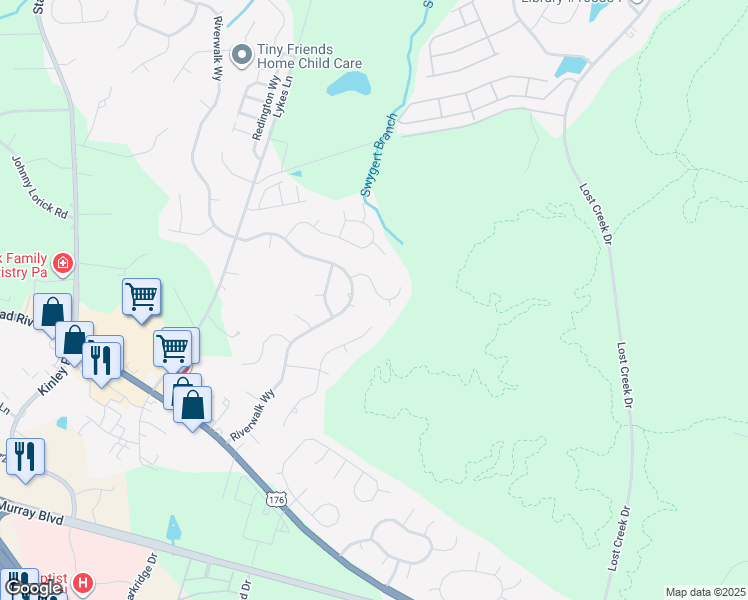 map of restaurants, bars, coffee shops, grocery stores, and more near 114 Riverwalk Court in Irmo