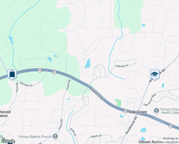 map of restaurants, bars, coffee shops, grocery stores, and more near 208 Diamond Lane in Acworth