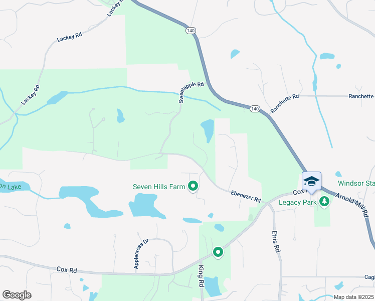 map of restaurants, bars, coffee shops, grocery stores, and more near 12690 Ebenezer Pond Court in Roswell