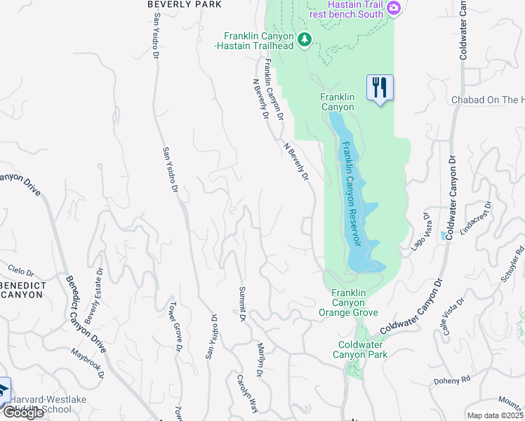 map of restaurants, bars, coffee shops, grocery stores, and more near 1420 Laurel Way in Beverly Hills