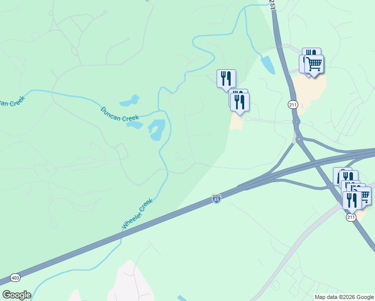 map of restaurants, bars, coffee shops, grocery stores, and more near 1105 Ascot Way in Braselton