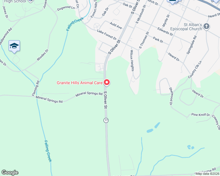 map of restaurants, bars, coffee shops, grocery stores, and more near 423 South Oliver Street in Elberton