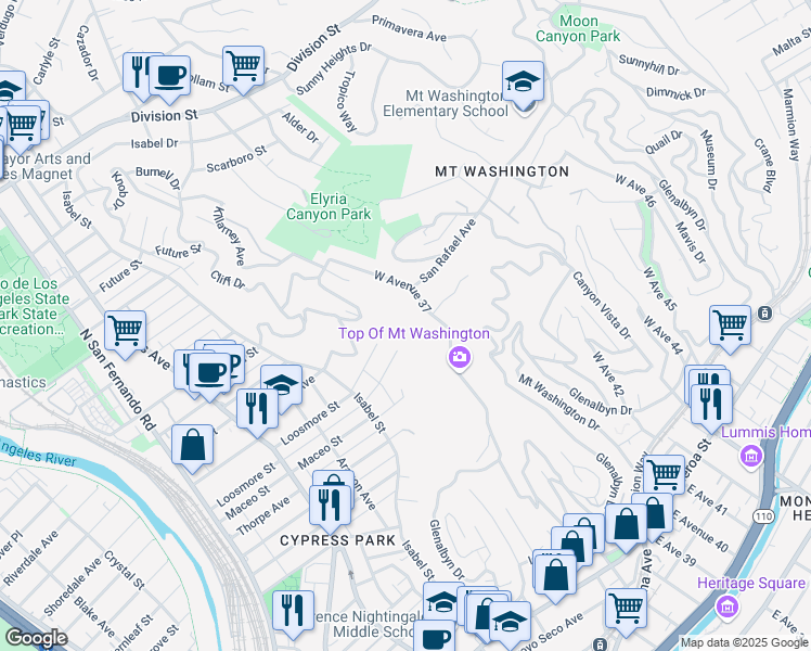 map of restaurants, bars, coffee shops, grocery stores, and more near 3669 Altamont Street in Los Angeles