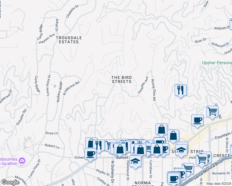 map of restaurants, bars, coffee shops, grocery stores, and more near 1441 Oriole Drive in Los Angeles