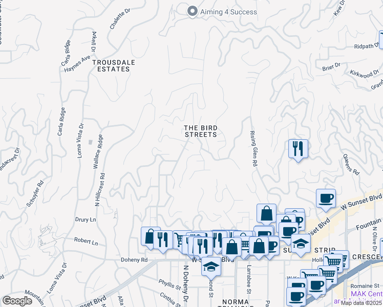 map of restaurants, bars, coffee shops, grocery stores, and more near 1441 Oriole Drive in Los Angeles