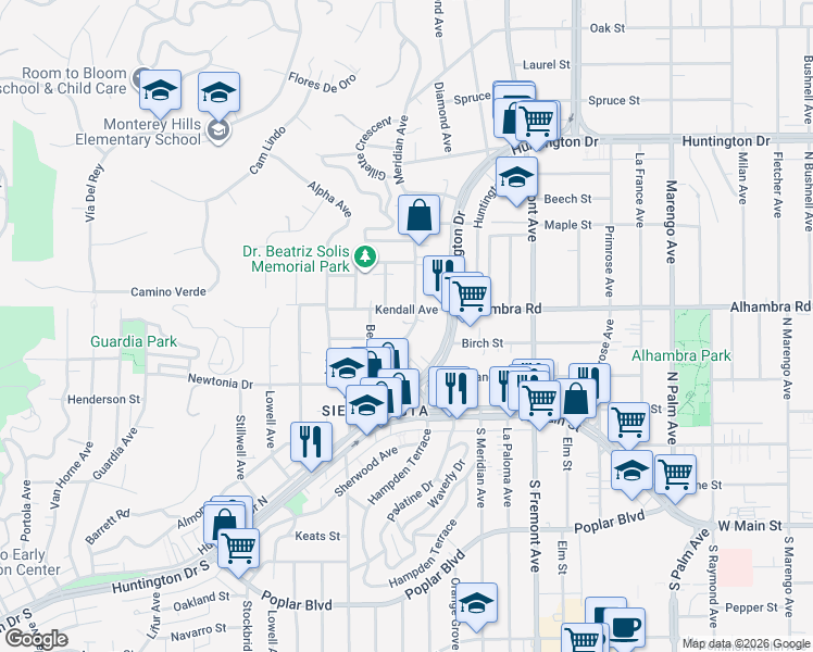 map of restaurants, bars, coffee shops, grocery stores, and more near 5655 Berkshire Drive in Los Angeles