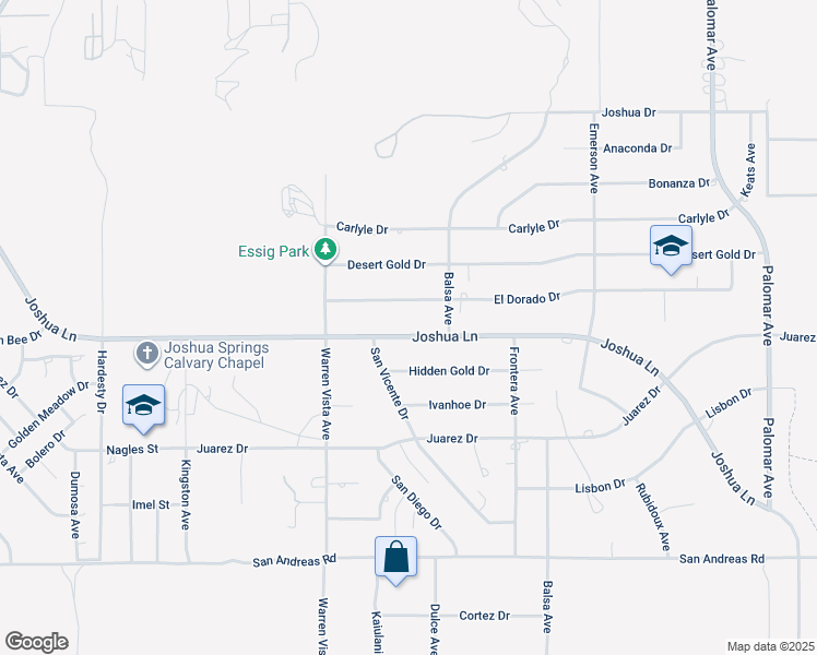 map of restaurants, bars, coffee shops, grocery stores, and more near 57856 Joshua Lane in Yucca Valley