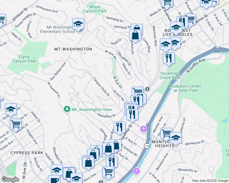 map of restaurants, bars, coffee shops, grocery stores, and more near in Los Angeles