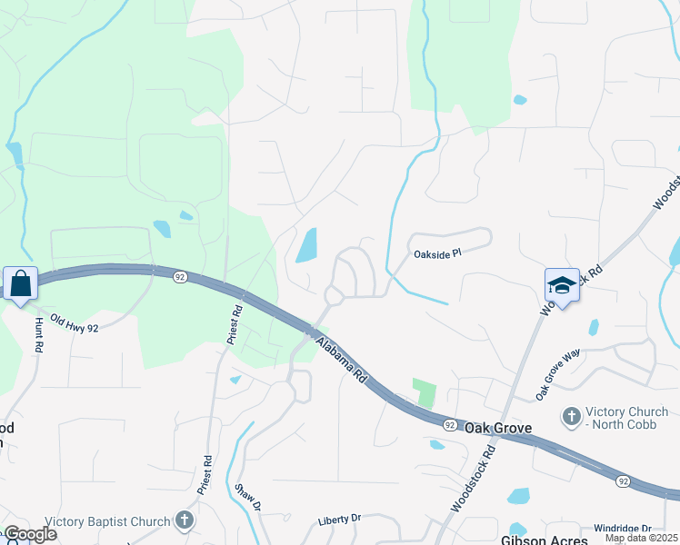 map of restaurants, bars, coffee shops, grocery stores, and more near 508 Rendezvous Road in Acworth
