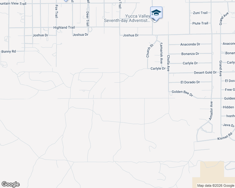 map of restaurants, bars, coffee shops, grocery stores, and more near 8474 Acoma Trail in Yucca Valley