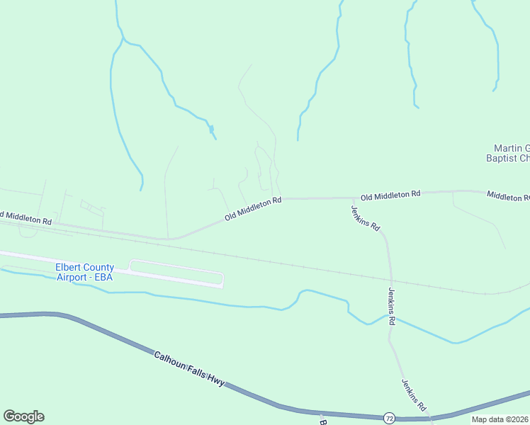 map of restaurants, bars, coffee shops, grocery stores, and more near 1530 Old Middleton Road in Elberton