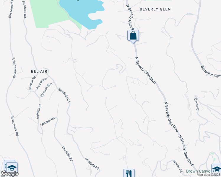 map of restaurants, bars, coffee shops, grocery stores, and more near 10560 Fontenelle Way in Los Angeles