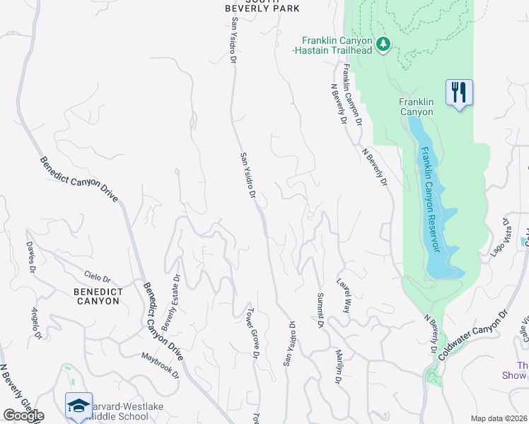 map of restaurants, bars, coffee shops, grocery stores, and more near 1438 San Ysidro Drive in Beverly Hills