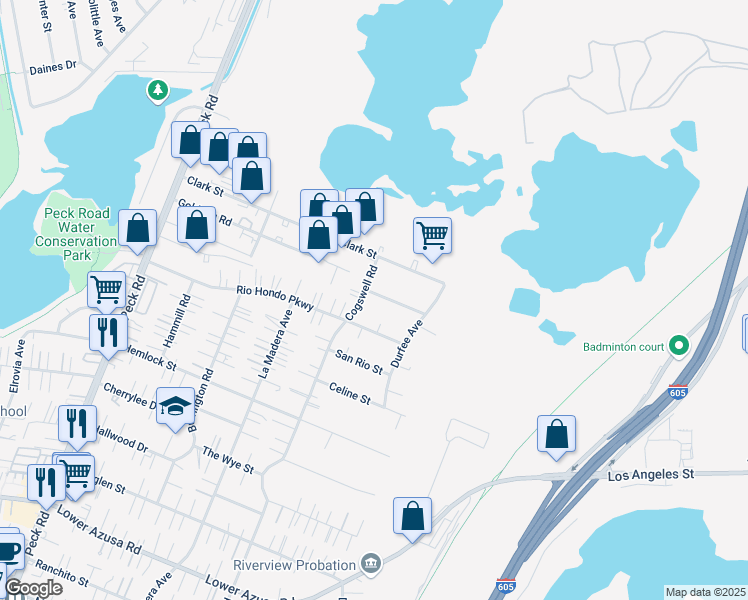 map of restaurants, bars, coffee shops, grocery stores, and more near 12010 Conference Street in El Monte