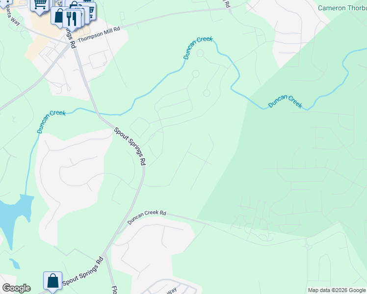 map of restaurants, bars, coffee shops, grocery stores, and more near 1925 Deer Creek Trail in Buford