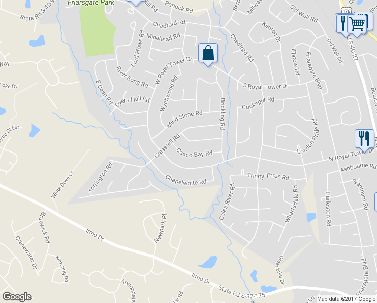 map of restaurants, bars, coffee shops, grocery stores, and more near 142 Casco Bay Road in Irmo