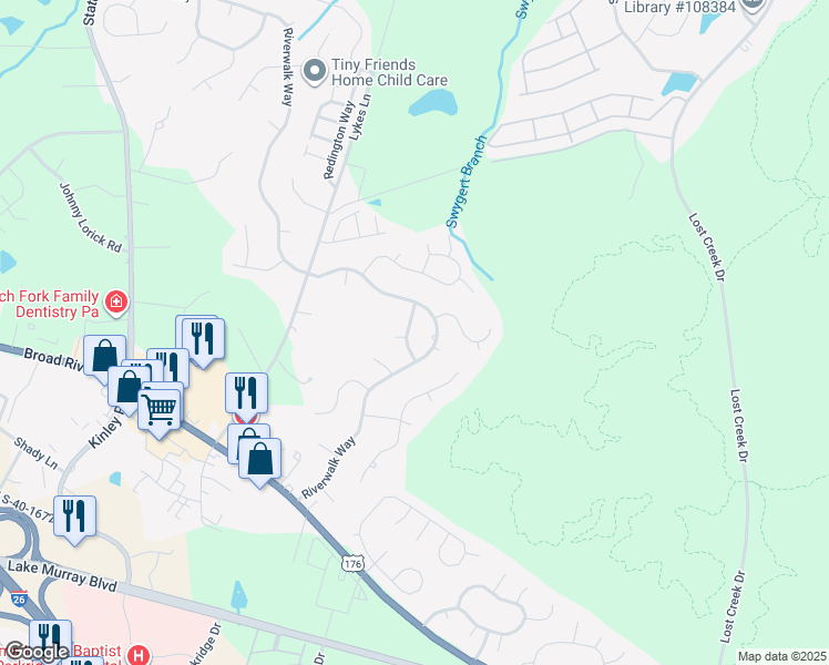 map of restaurants, bars, coffee shops, grocery stores, and more near 112 Hedgefield Road in Irmo