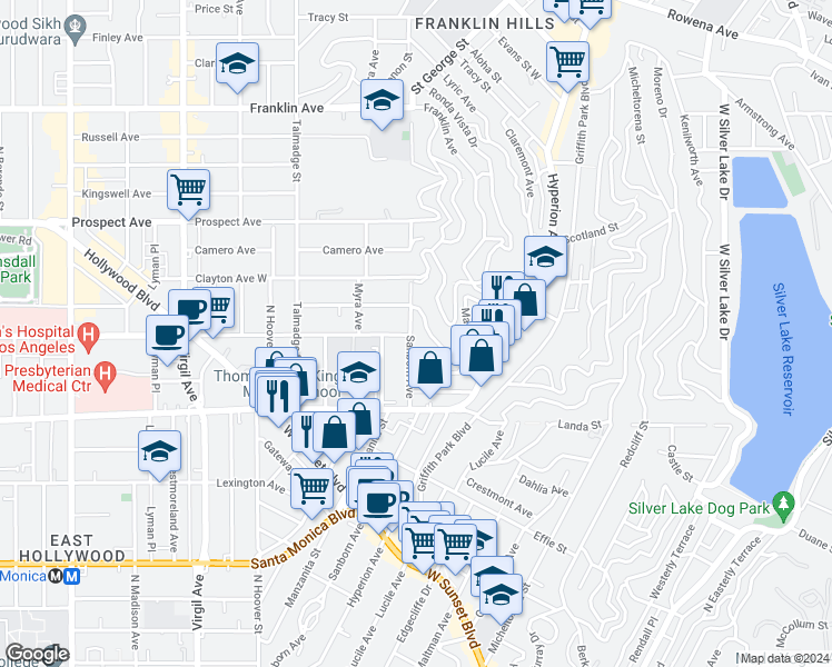 map of restaurants, bars, coffee shops, grocery stores, and more near 1508 Sanborn Avenue in Los Angeles