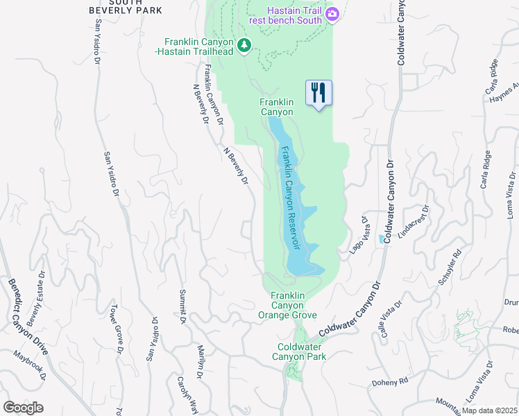 map of restaurants, bars, coffee shops, grocery stores, and more near 1518 North Beverly Drive in Beverly Hills