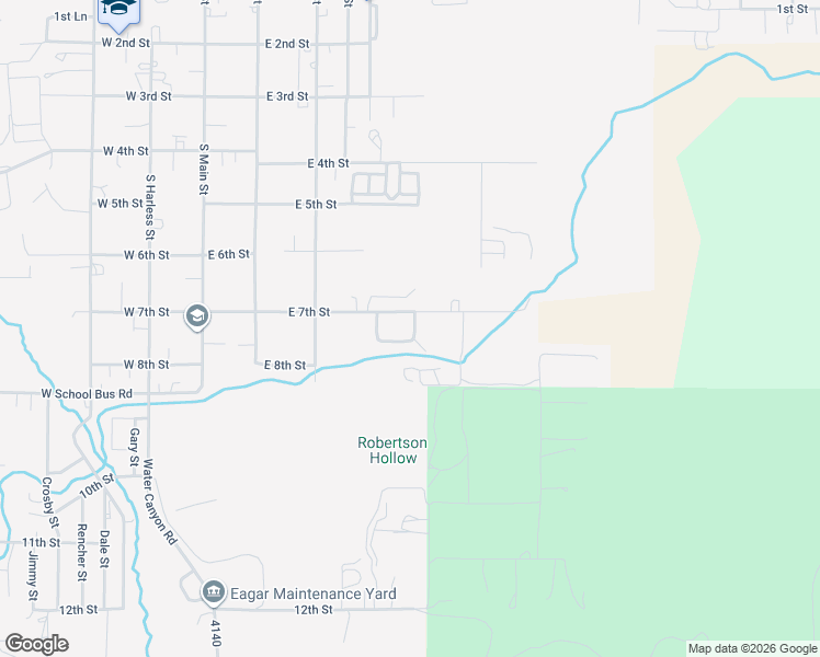 map of restaurants, bars, coffee shops, grocery stores, and more near 7th Lane in Eagar
