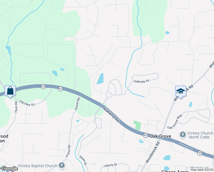 map of restaurants, bars, coffee shops, grocery stores, and more near 513 Rendezvous Road in Acworth