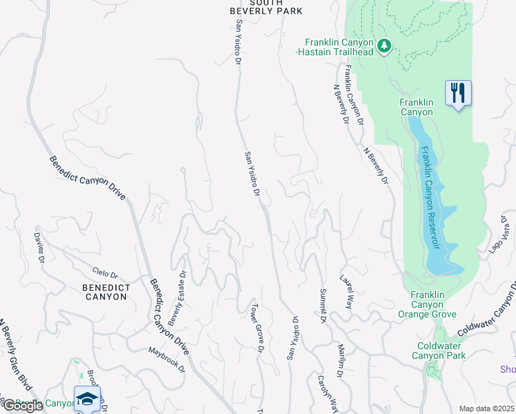 map of restaurants, bars, coffee shops, grocery stores, and more near 1453 San Ysidro Drive in Beverly Hills