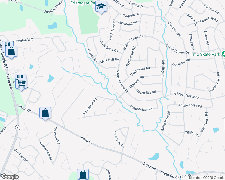 map of restaurants, bars, coffee shops, grocery stores, and more near 325 Chapelwhite Road in Irmo