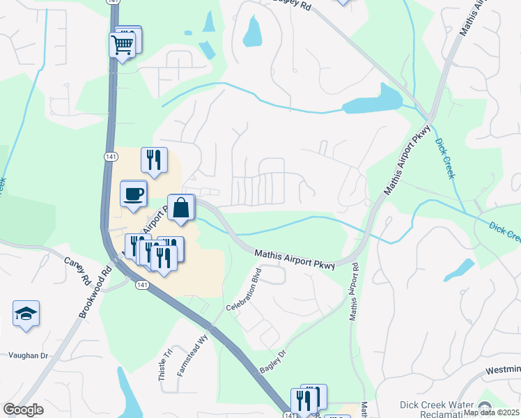 map of restaurants, bars, coffee shops, grocery stores, and more near 3150 Bentbill Crossing in Cumming