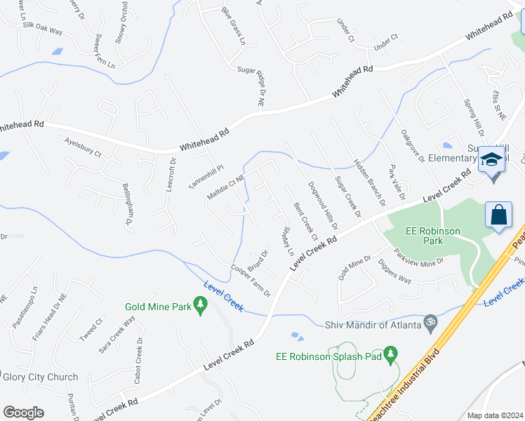 map of restaurants, bars, coffee shops, grocery stores, and more near 615 Hickory Nobb in Sugar Hill