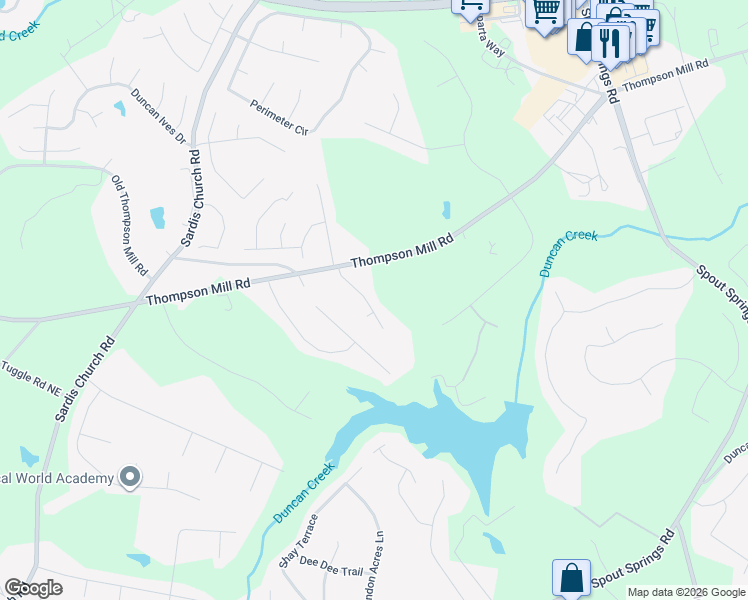 map of restaurants, bars, coffee shops, grocery stores, and more near 4947 Summer Wind Drive in Buford