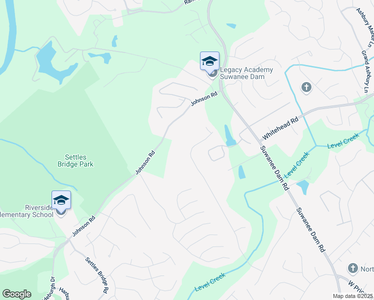 map of restaurants, bars, coffee shops, grocery stores, and more near 5390 Overbend Trail in Suwanee