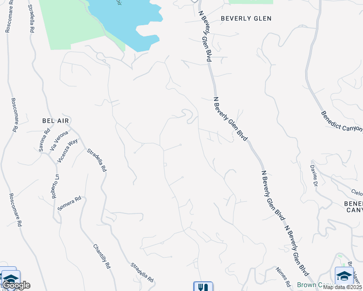 map of restaurants, bars, coffee shops, grocery stores, and more near 10560 Fontenelle Way in Los Angeles