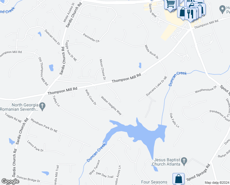 map of restaurants, bars, coffee shops, grocery stores, and more near 4982 Summer Wind Drive in Buford