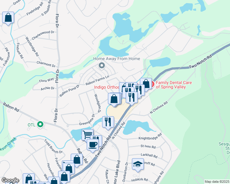 map of restaurants, bars, coffee shops, grocery stores, and more near 161 Lionsgate Drive in Columbia
