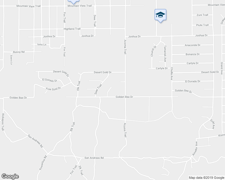 map of restaurants, bars, coffee shops, grocery stores, and more near 8443 Bannock Trail in Yucca Valley