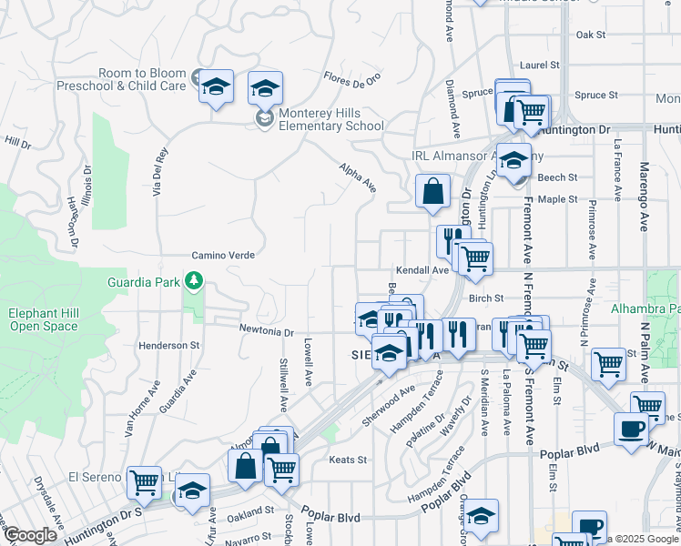 map of restaurants, bars, coffee shops, grocery stores, and more near 4536 Maycrest Avenue in Los Angeles