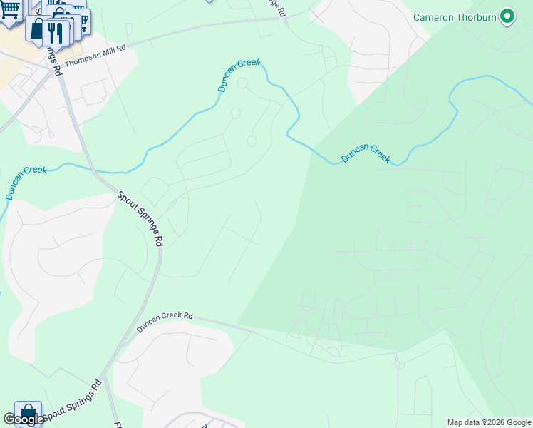 map of restaurants, bars, coffee shops, grocery stores, and more near 5357 Fawn Ivey Lane in Buford