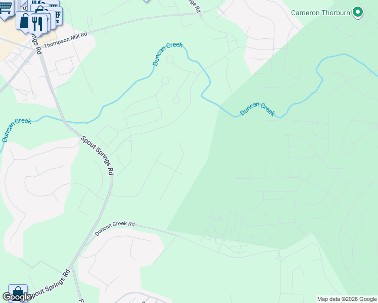 map of restaurants, bars, coffee shops, grocery stores, and more near 5357 Fawn Ivey Lane in Buford