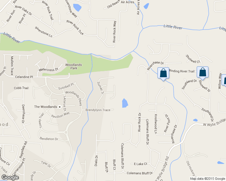 map of restaurants, bars, coffee shops, grocery stores, and more near 411 Pinoak Drive in Woodstock