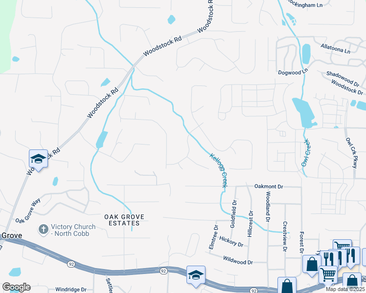 map of restaurants, bars, coffee shops, grocery stores, and more near 313 Sable Trace Pass in Acworth