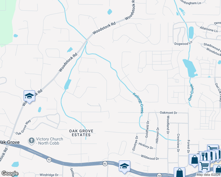map of restaurants, bars, coffee shops, grocery stores, and more near 241 Sable Trace Drive in Acworth