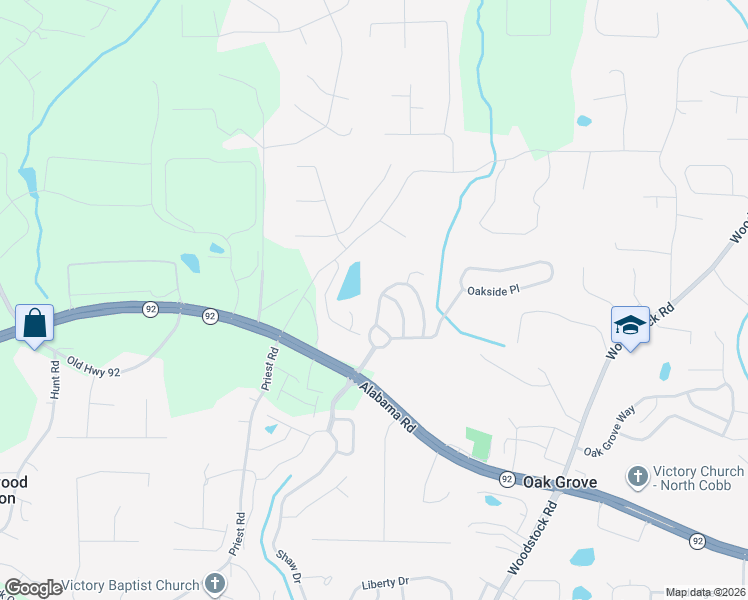 map of restaurants, bars, coffee shops, grocery stores, and more near 517 Rendezvous Road in Acworth