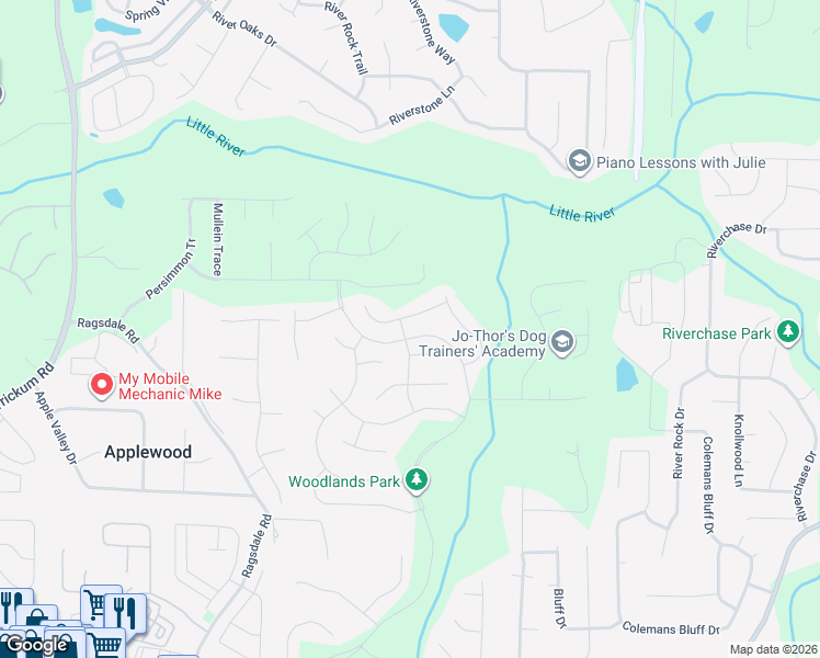 map of restaurants, bars, coffee shops, grocery stores, and more near 814 Lazarus Dr in Woodstock