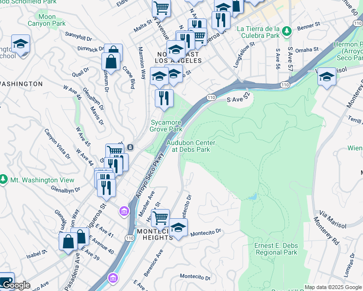 map of restaurants, bars, coffee shops, grocery stores, and more near 4700 North Griffin Avenue in Los Angeles